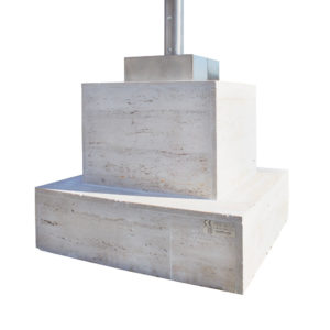 QUEENBASE - base in cemento e travertino da 700 kg - 80x80x60 cm