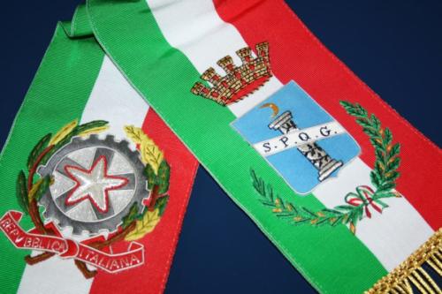Fascia da sindaco con stemma Repubblica Italia e Comune ricamato